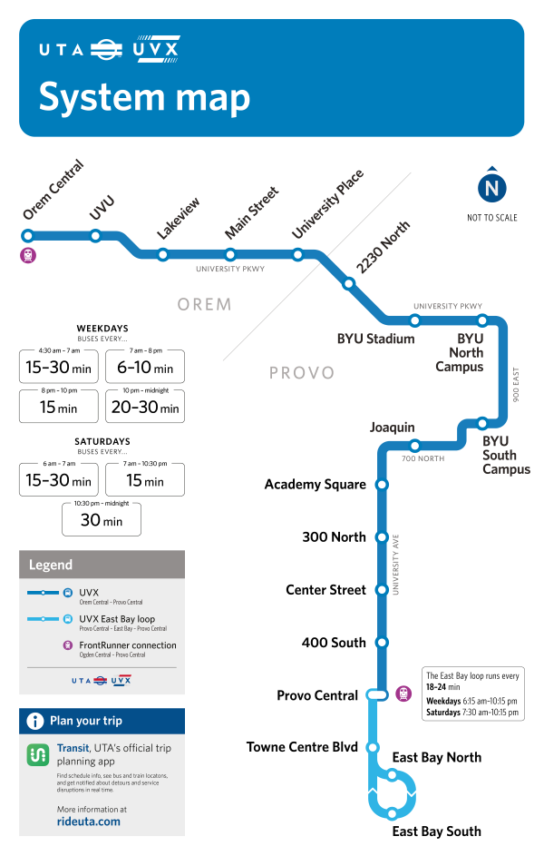 UTA UVX System Map August 2023